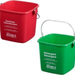 Square Pail for Cleaning, Detergent and Sanitizing, 3quart, Small, Red and Green, Set of 2