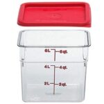 Cambro 6SFSCW135 Camsquare Food Container, 6-Quart, Polycarbonate, Clear, NSF with Lid
