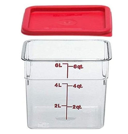 WhatsApp Image 2026-04-19 at 3.36.30 PM Cambro 6SFSCW135 Camsquare Food Container, 6-Quart, Polycarbonate, Clear, NSF with Lid - Image 1