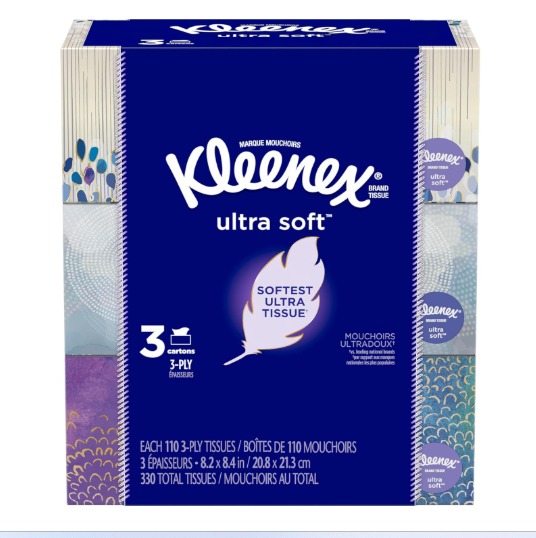 WhatsApp Image 2026-04-19 at 3.44.58 PM Kleenex Ultra Soft Facial Tissues, 3 Flat Boxes, 110 Tissues per Box (330 Total Tissues) - Image 1