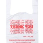 Small Economy "Thank You" T-Shirt Bags - 1/12 BBL - 7"X3.5"X13" - 1000 Bags Bulk - 13 Mic - White