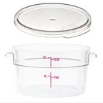 Cambro RFSCW2135 Camwear 2-Quart Clear Round Food Storage Container with Cambro RFSCWC2135 Clear Round Lid