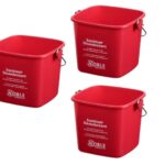Red Small Sanitizing Buckets for Cleaning -3 Quart Sanitizing Cleaning Pail - Set of 3 Square Sanitizing Plastic Bucket