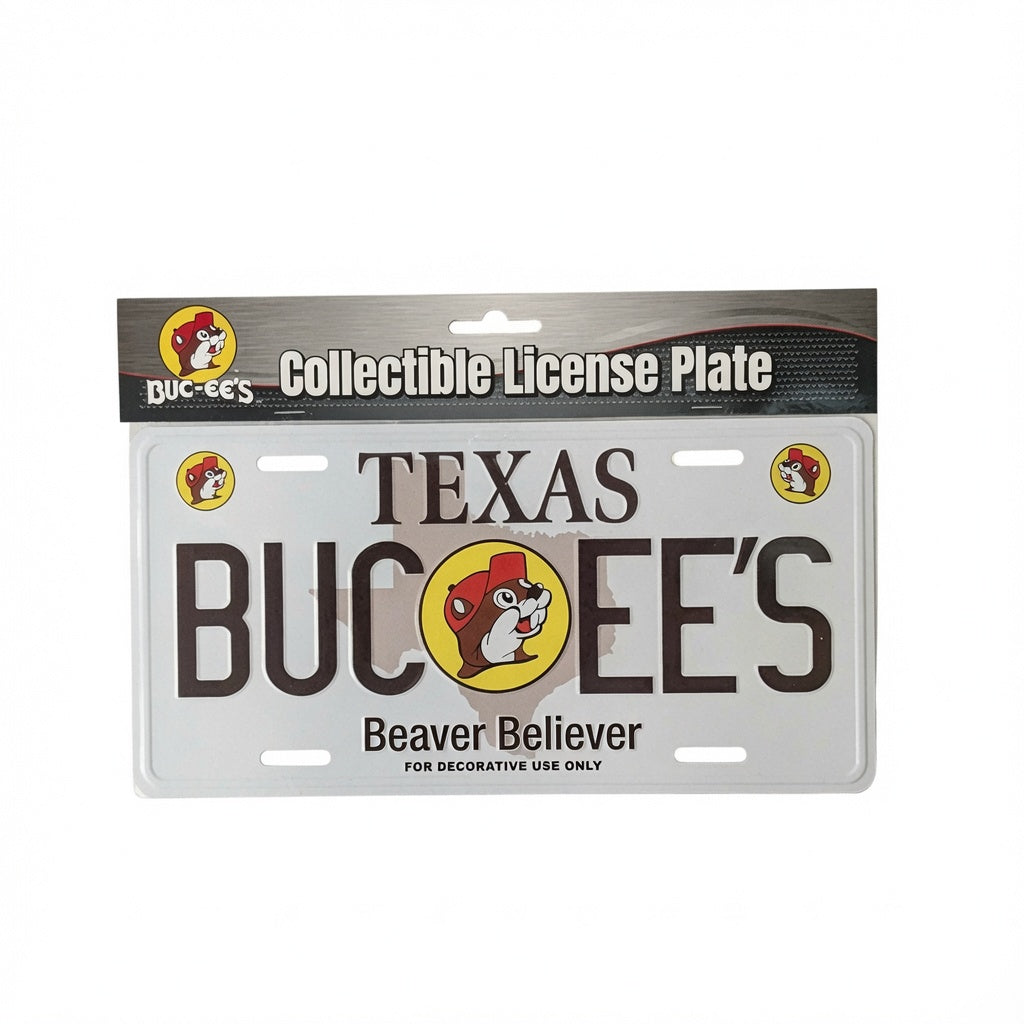 Buc-ee_sCollectibleLicensePlate-1.jpg Buc-ee's "Beaver Believer" Texas Collectible Metal License Plate - Image 1