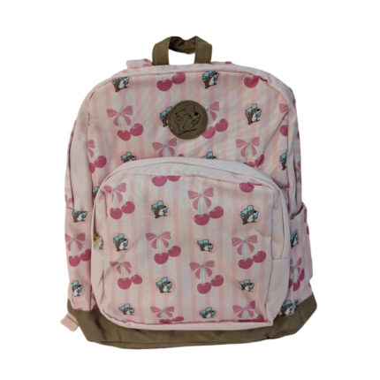Buc-ee’s Cherry Backpack, Pink Canvas Backpack with Cherry & Beaver Design, 16-Inch School, Travel & Everyday Bag