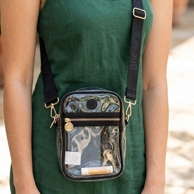 Buc-ee_s_Clear_Crossbody_Bag-1.jpg Buc-ee’s Clear Crossbody Stadium Bag, Small Transparent PVC Concert & Event Bag with Adjustable Strap, 8.5" x 6" x 2" - Image 1